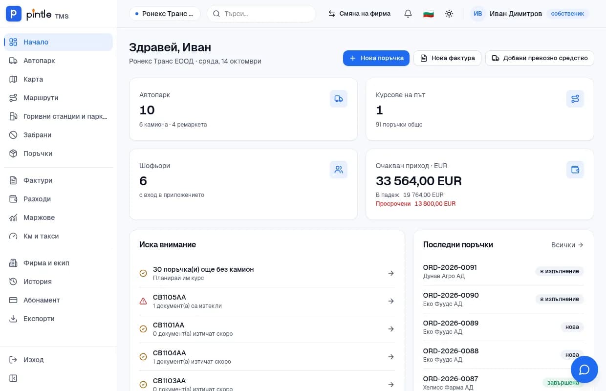 Поръчки и курсове