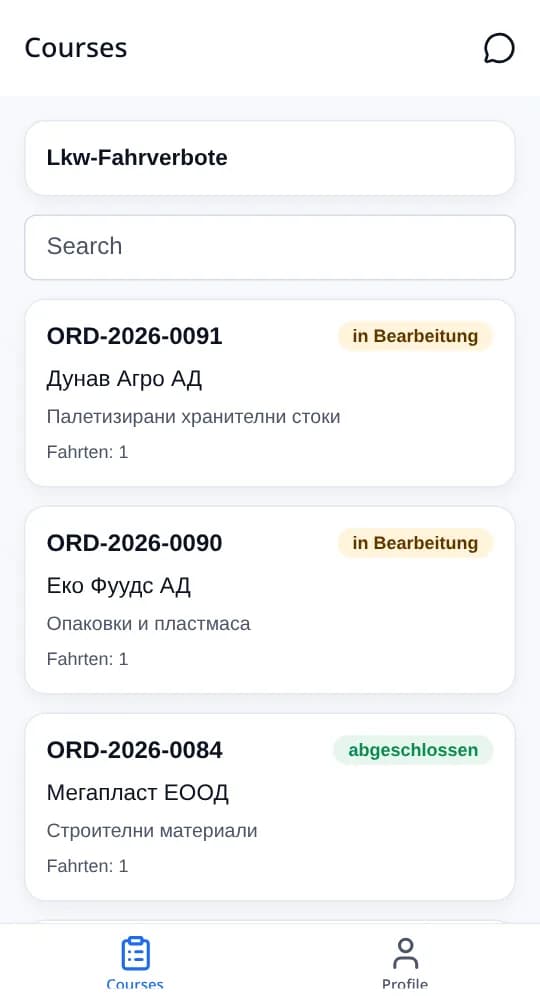 Die Fahrer-App: mit einer Telefonnummer anmelden