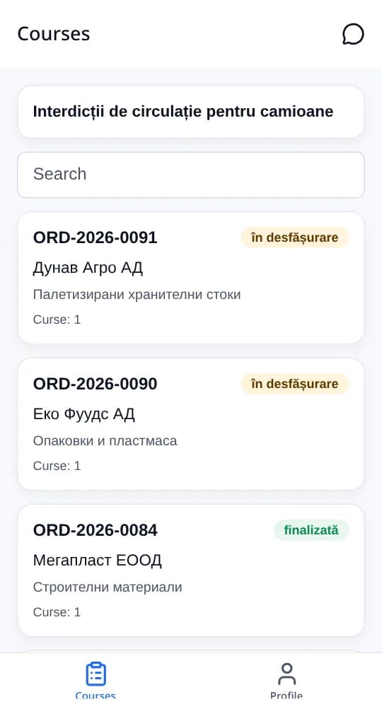 Aplicația șoferului: autentificare cu număr de telefon