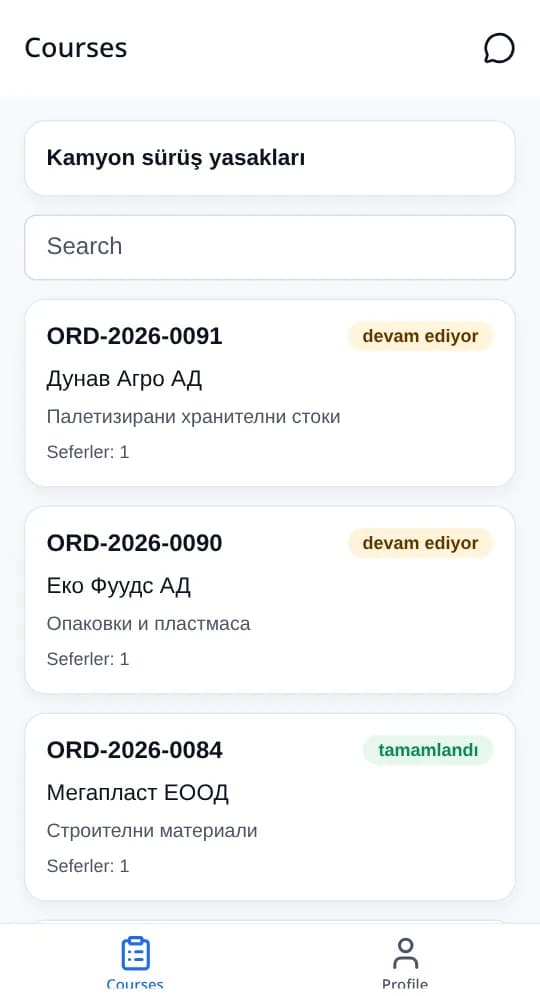 Şoför uygulaması: telefon numarasıyla giriş